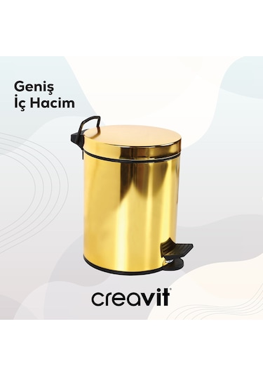 Creavit Çöp Kovası 12 Lt Pedallı Altın