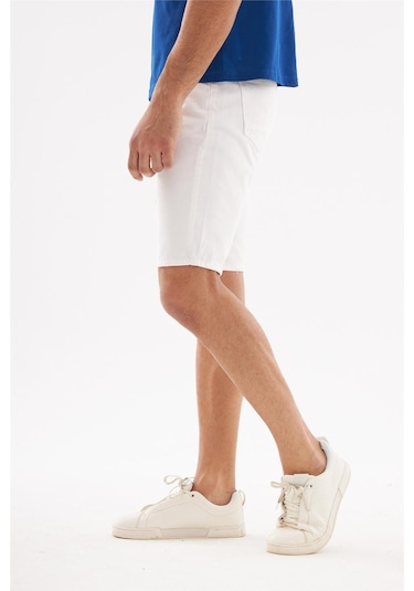 Explode - Erkek Kot Şort Beyaz-Beyaz
