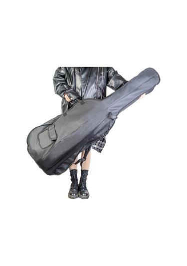 Ruicoo 1/8 Boyutu Keman Çantası, Omuz Taşıma Askısı, Yumuşak Döşeme Ve Aksesuar Çantaları, Siyah Nilon Malzeme Gri