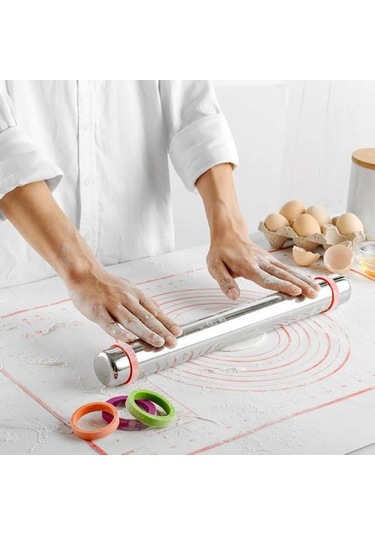 Gri Ayarlanabilir Kalınlıklı Paslanmaz Çelik Oklava Rahat Kavrama Entegre Makaralı Silindir Ev Tedarik