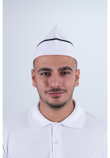 Chef Bone Kep Aşçı Şef Şapkası Beyaz Siyah Biyeli Çok Renkli