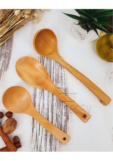 Ahşap Tahta Mutfak Kaşık Seti 3 Parça Kayın Şimşir Ağacı 3-1