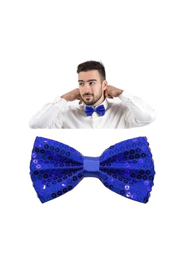 Mavi Payetli Pullu Papyon