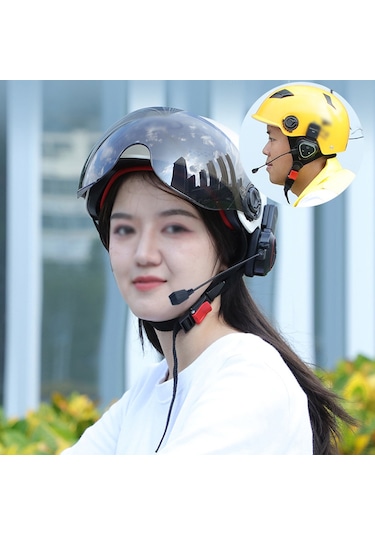 Jeehugo Yeşil Yazlık Yarım Kask Motorcu Kulaklığı - Bluetooth 5.0, Cvc Gürültü Engelleme, Otomatik Cevaplama, 25 Saat Süre, Ipx6 Su Geçirmez