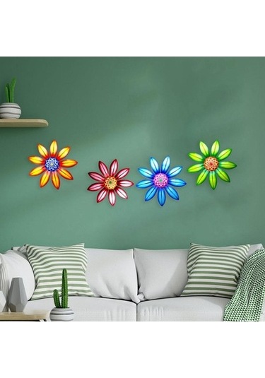 Lijinxu 4x Metal Çiçek Duvar Dekoru/duvar I Heykel/sundurma