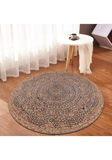 Jüt Yuvarlak Hasır Halı Yolluk Salon Oda Mutfak Halısı Ks-1001