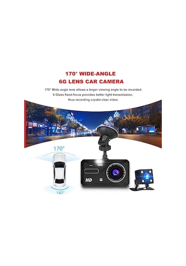 Createtech Araba Hd 1080p Dash Kamera, Dokunmatik Gece Görüş, Kamera Araba Dvr Only Kullanıcı Yönlendirmeli Dashcam-b12