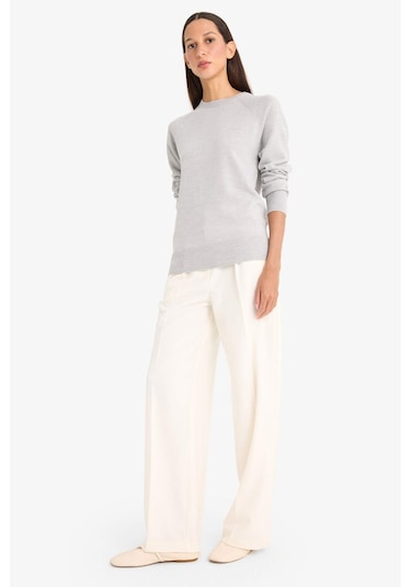 Defacto Relax Fit Bisiklet Yaka Basic Düz Triko Kazak I6913az25wngr456 Gri