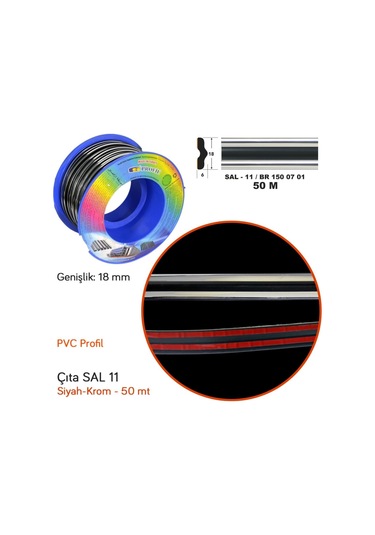 Carub Çıta SAL 11 18 mm x 50 Mt GTS Siyah Krom BR1500701