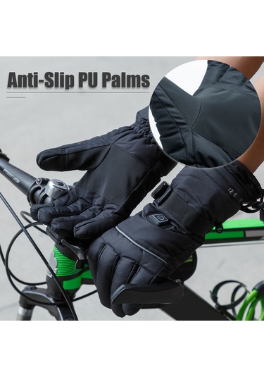 Geeksen Sıcaklık Ayarlı Sıcak Elek Eldiveni, Su Geçirmez Kayganlık Engeli, Fleece İç, Dokunmatik Parmak, Kayak Bisiklet Winter Outdoor, Xl Siyah Siyah