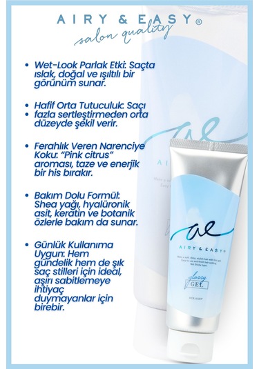 Cosmetex Roland Airy & Easy Glossy Hair Gel Parlak Ve Güçlü Saç Şekillendirici 100 ML