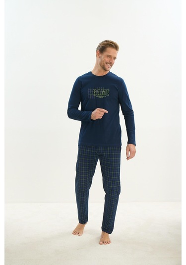 Erkek Uzun Kol Lacivert Pijama Takım C6t1n4o9 001
