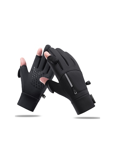 Yaozixa Kışlık Plüsvelli, Rüzgar/waterproof, Moto/bisiklet İçin Dokunmatik Ekranlı Islak Eldiven - Siyah 247, M, 1 Çift