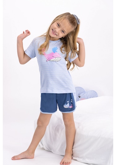 Rolypoly Sleeping Fish Buz Mavisi Kız Çocuk Şort Takım 5274-26762 Buz Mavi