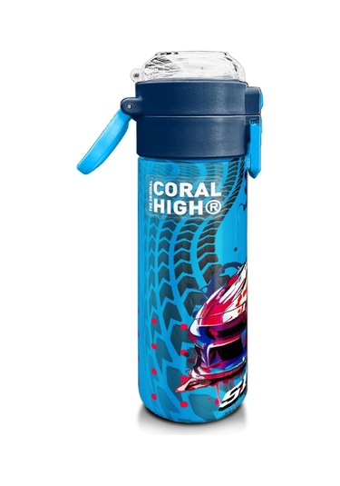 Coral High Kids Gri Mavi Yarış Arabası Desenli Pipetli Ve Direkt İçim Çelik Termos 500 Ml 31815 Gri - Mavi