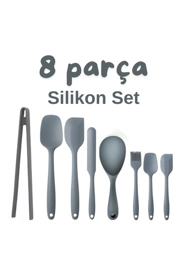 8 Parça Takım Yanmaz Yapışmaz Mutfak Pasta Silikon Yumurta Fırças