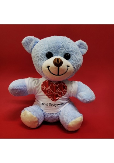 Tişörtlü Peluş Ayıcık Kalpli Seni Seviyorum Yazılı