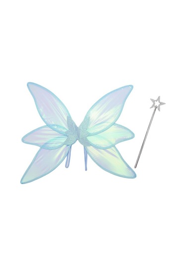 Tatil Partisi Cosplay Giydirme 6 Parça Renkli Kanatlar 2 Parça Set-mavi