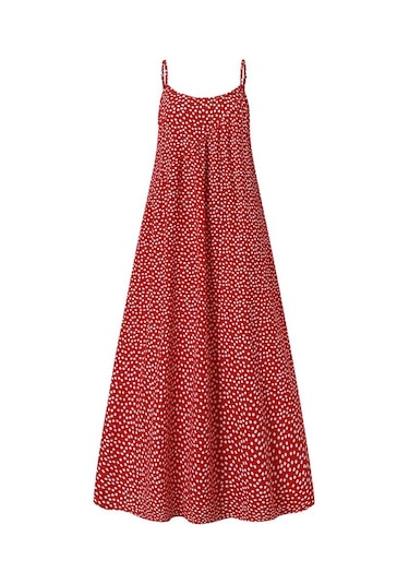 Kah Vonda Yaz Kadın Moda Baskı Askı Tatil Uzun Elbise Kolsuz Bohemia Plaj Geniş Bacak Rahat Gevşek Maxi Elbiseler Büyük Beden stidos Kahverengi