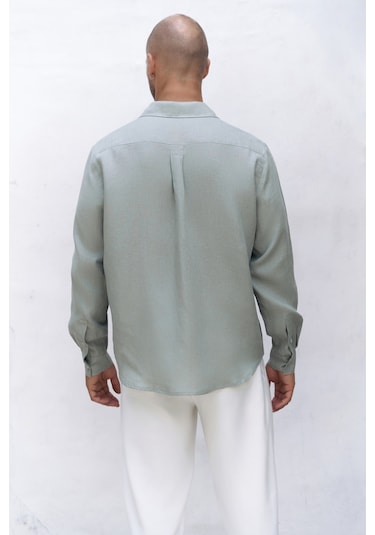 Mai Collection Mai Studios Co. Bice Mint Keten Oversize Erkek Gömlek Mint
