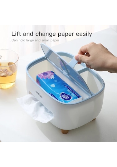 Blue-ecoco Ev Doku Kutusu Masaüstü Mutfak Peçete Tutucu Saklama Kabı Oturma Odası Ev Ofis Için Uzaktan Kumanda Doku Tutucu