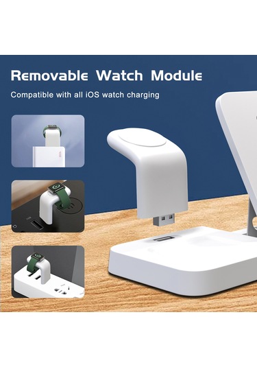 Maiyame A002 Siyah 3'ü 1' Arada Katlanabilir Dikey Kablosuz Şarj Cihazı - Telefon, Saat, Kulaklık İçin 15w Maksimum Güç