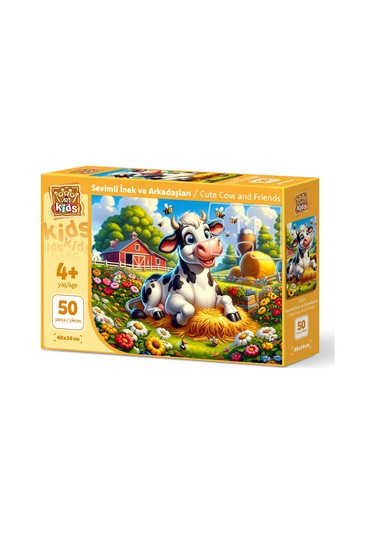 Art Çocuk Sevimli Inek Ve Arkadaşları 50 Parça Puzzle