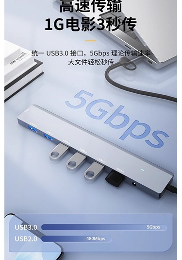 7in1 Type-c/usb To Usb Çoklayıcı 7 Port Usb3.0 Hub Power Güç Dest