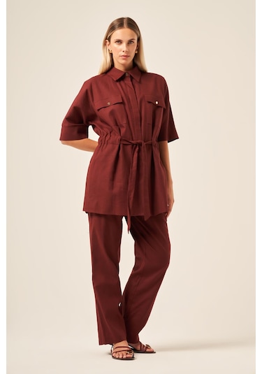 Ftz Women Kadın Keten Takım Bordo 31196 Bordo