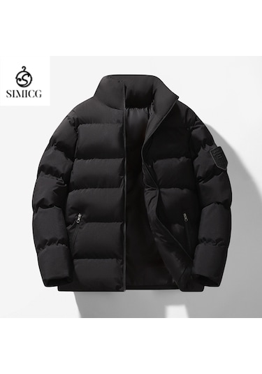 Erkek Sonbahar Ve Kış Kalın Pamuklu Ceket Siyah