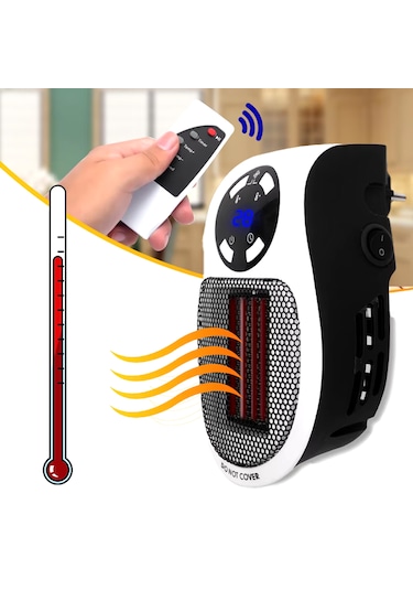 500 Watt Priz Tipi Uzaktan Kumandalı Taşınabilir Isıtıcı