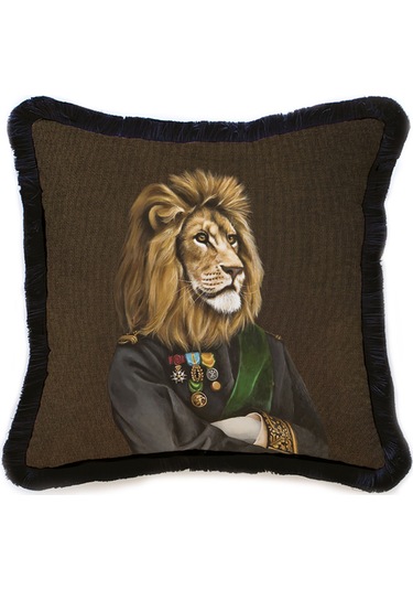 Mr. Lion Kadife Yastık/kırlent Dolgu Boncuk Elyaf Uluslararası Yıkama Ve Solmama Sertifikası Çok Renkli