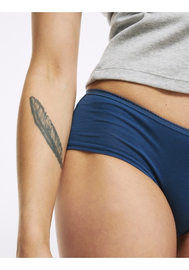 Marks & Spencer 5'li Cotton Lycra Short Külot Seti Koyu Mavi