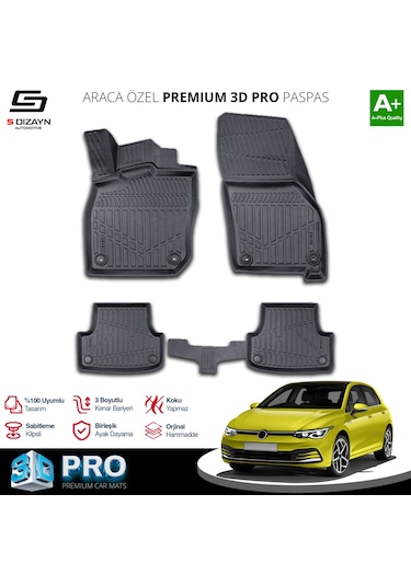 Vw Golf 8 Oto. 3d Pro Havuzlu Paspas 2021-2024 A+ Kalite