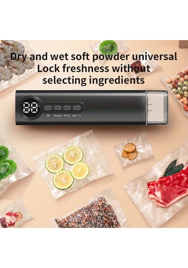 Honeybeeshop Siyah Gıda Koruma Kompakt Usb Vakum Sızdırmazlık Cihazı Otomatik Çalışma Dijital Ekran 62kpa Emiş Şişirme Çıkarma Su Depolama