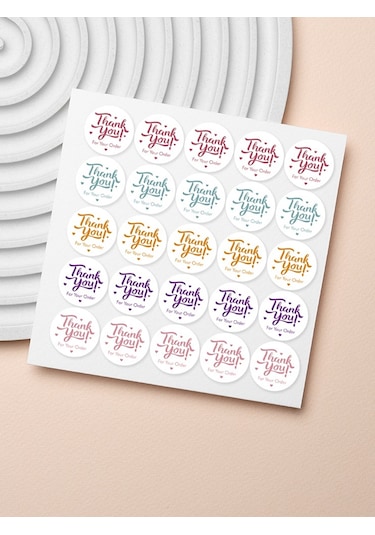 Desenli Thank You Teşekkür Stickers Paketleme Çıkartma Pytkstk91