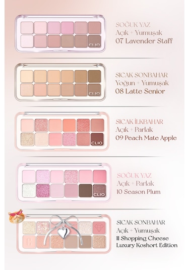 Hafif Dokulu Yoğun Renklere Sahip Göz Farı Paleti Clıo Pro Eye Palette Air 08 Latte Senior 08