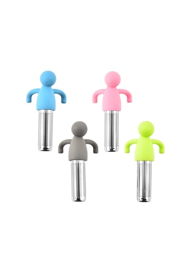 Sones Adam Şeklinde Çay Filtresi Demleyici 304 Paslanmaz Çelik Çay Süzgeci Pembe