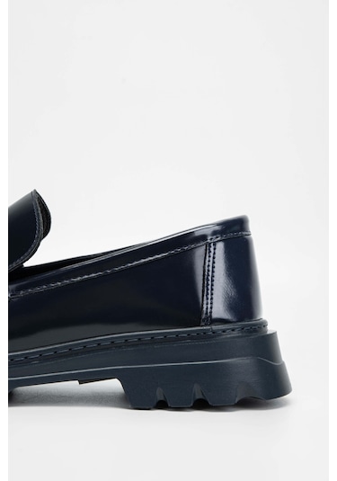 Tamer Tanca Kadın Vegan Lacivert Loafer Ayakkabı 817 2399 Bn Ayk Sk23/24 Lacı Acma Lacivert