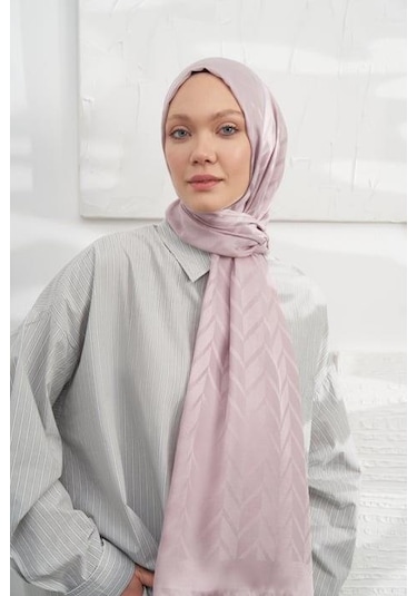 Armanda Jakarlı Şal - Zigzag Desenli - Sisli Pudra - Soft Pudra