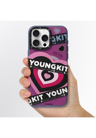 İphone Uyumlu 15 Pro Max Kılıf Magsafe Şarj Özellikli Airbagli Çift Katmanlı Youngkit Flipped Serisi Pembe