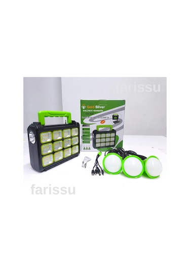 Gold Silver Gs-908 200w Güneş Enerjili Şarjlı Fener - Bluetooth, Usb, Radyo Ve Mp3 Özellikli