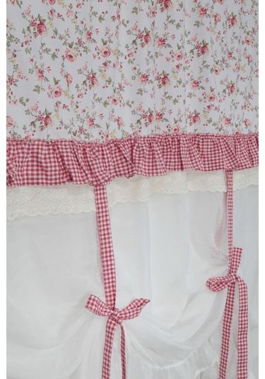 Potlu Tül Perde Provence Fırfırlı Rose Pembe