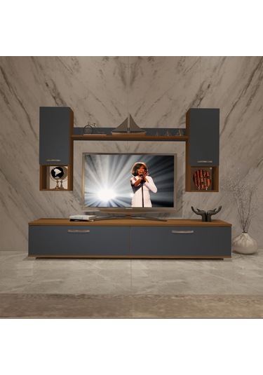 Decoraktiv Eko 5da Mdf Std Tv Ünitesi Tv Sehpası Ceviz - Antrasit
