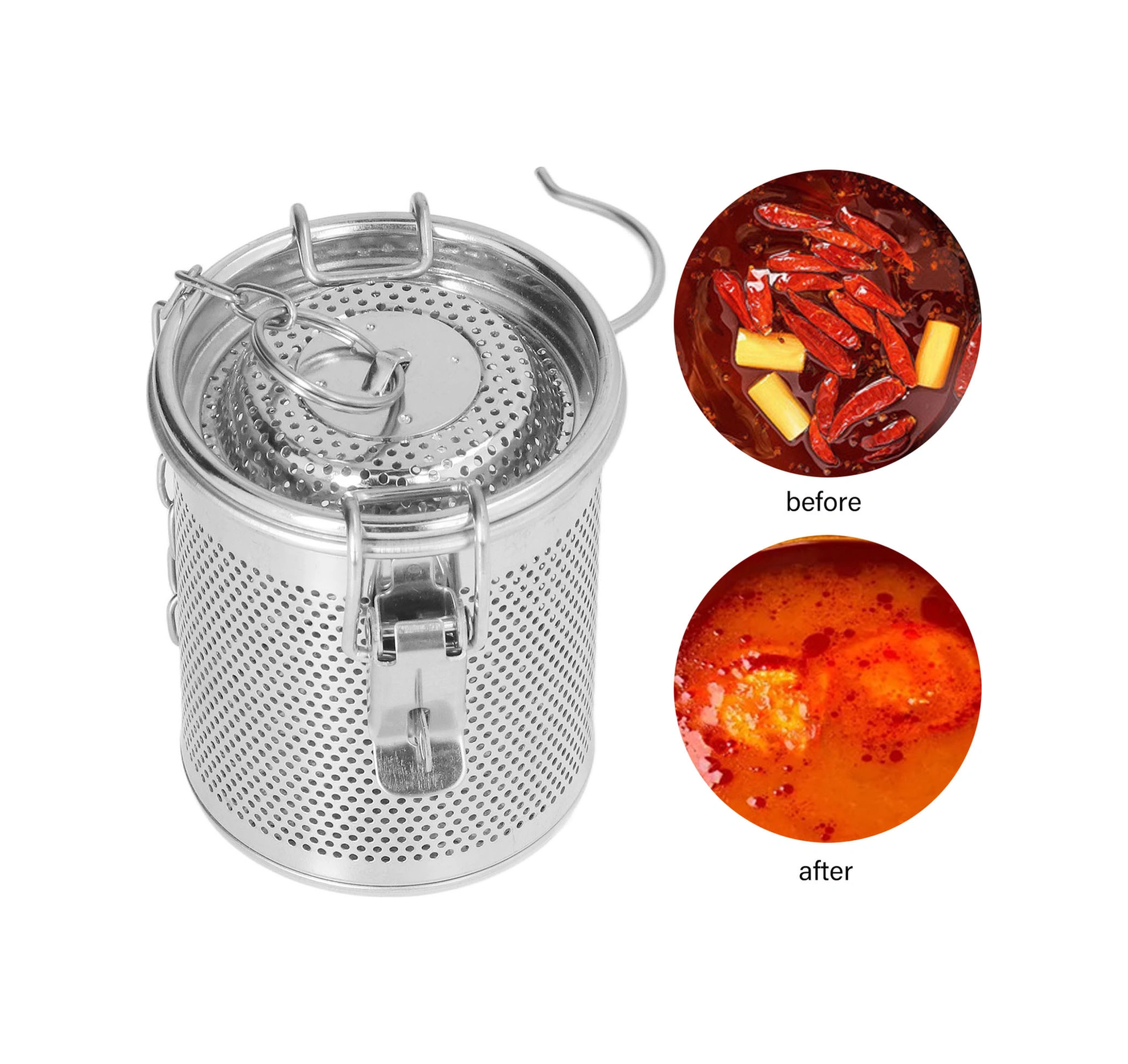 Konesam Stainless Steel Fincan Filtre Sepeti - Çorba, Baharat, Çay İçin İnce Ağızlı, 0.3l, Uzun Askı Zinciri, Isı Dayanıklı Diğer