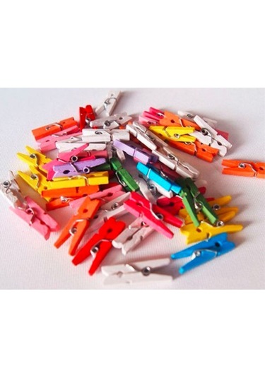 Renkli Ahşap Küçük Mandal 25'li Mini Ahşap Mandal - Fotoğraf Mandalı Renkli