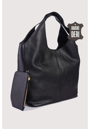 Hakiki Deri Kadın Omuz Çantası Siyah Smr9199 Siyah