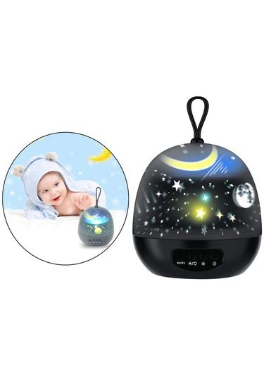 Homyl Yıldızlı Gece Işığı Projektörü 8 Renk Değiştirme Siyah Çok Renkli