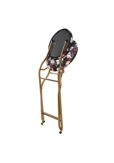 Katlanabilir Begonvil Desenli Gold Metal Sandalye
