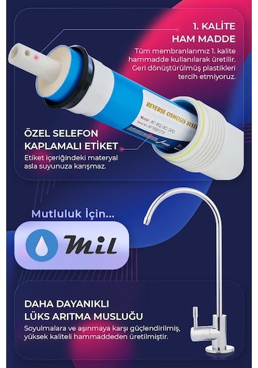 Mil DNP14-M-S 14 Aşamalı Alkali Filtreli 8 LT Çelik Tanklı Su Arıtma Cihazı